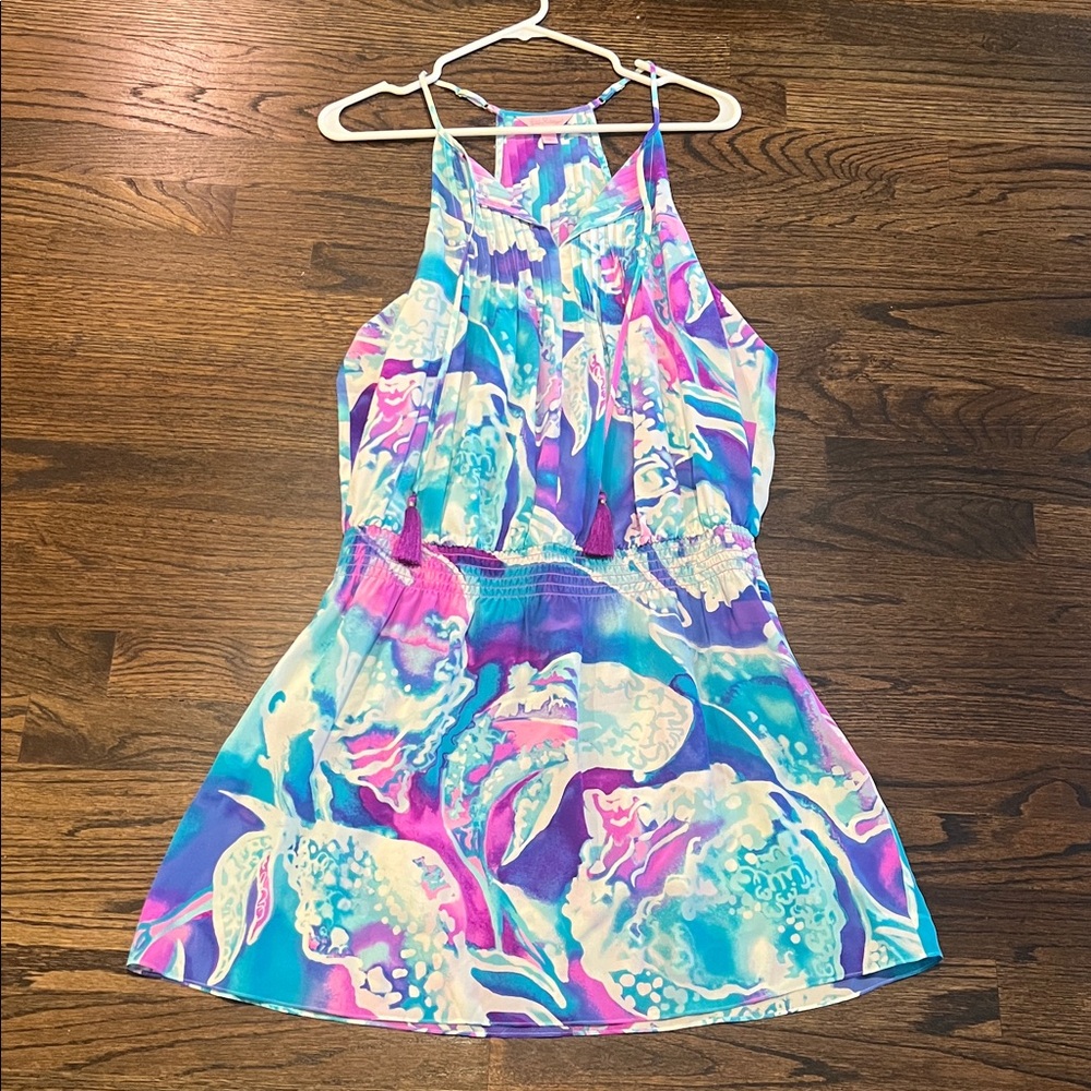 Lilly Pulitzer Multicolor Blue Teal Pink Purple Halter Dress